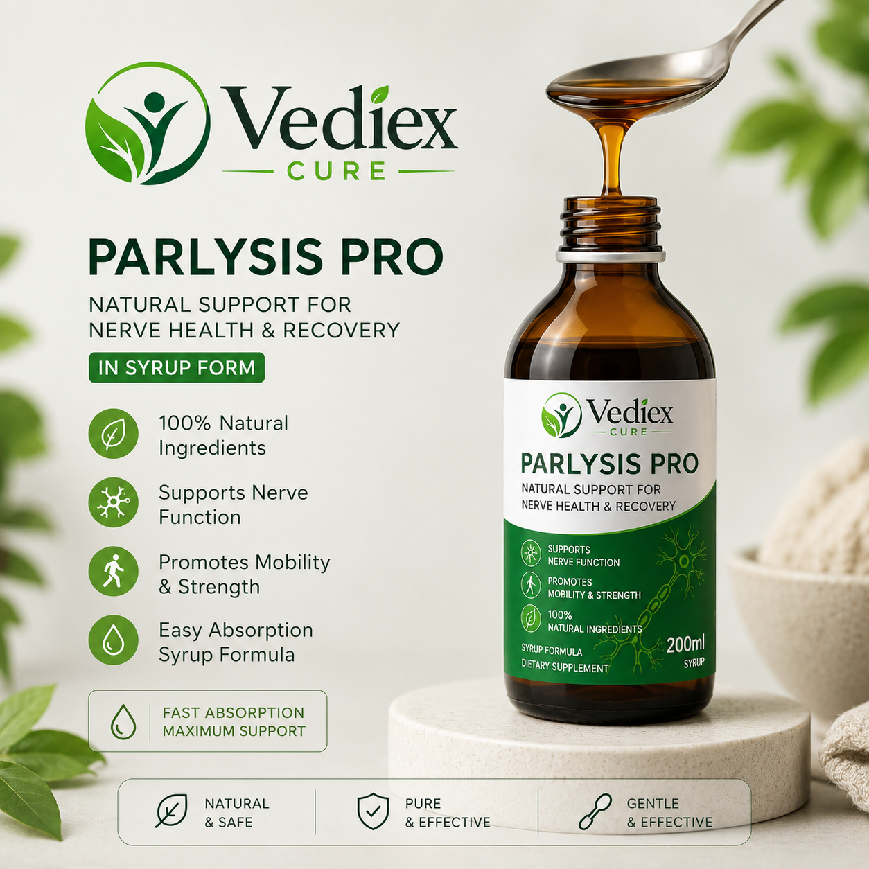 vediex cure NeuroVital Paralysis Support Syrup - Daily Nutritional Support for Nerve & Muscle Wellness